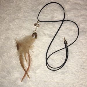 Tribal beaded feather necklace